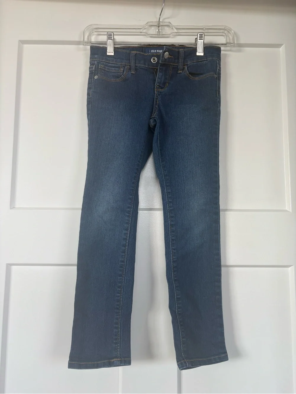 Old Navy Girls Skinny Blue Jeans with adjustable waist straps Size 6
